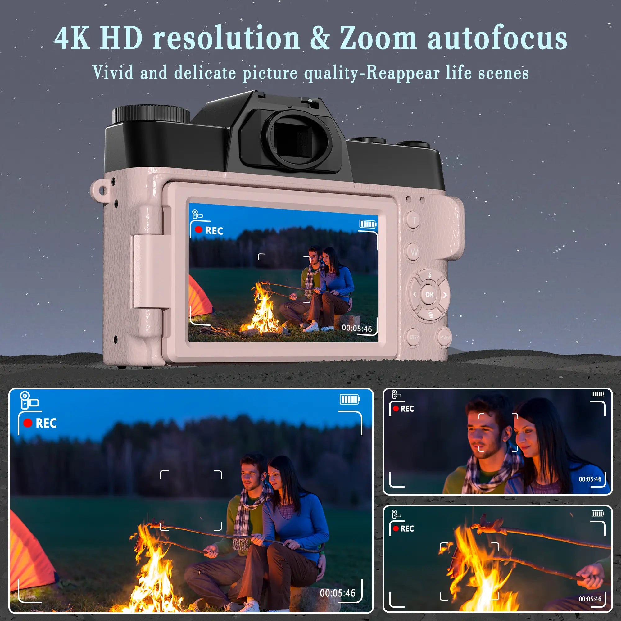 Capture Your Moments: 4K 56MP Vlogging Camera with 180° Flip Screen, 16X Digital Zoom & 32GB TF Card - Perfect Summer Gift (Black)