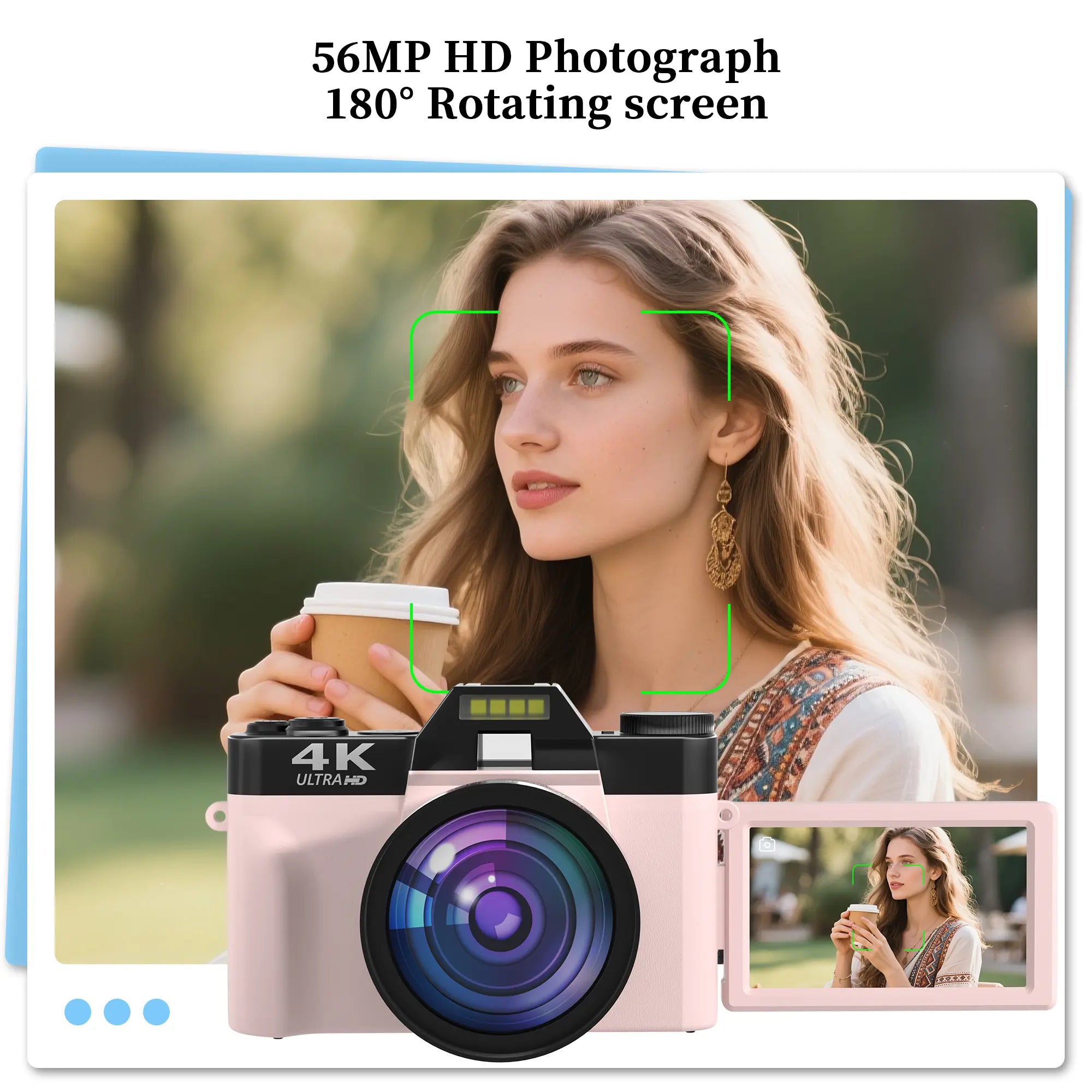 Capture Your Moments: 4K 56MP Vlogging Camera with 180° Flip Screen, 16X Digital Zoom & 32GB TF Card - Perfect Summer Gift (Black)