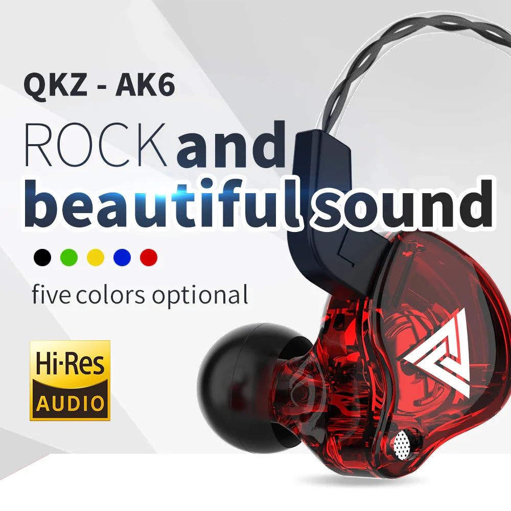 QKZ AK6 HiFi Wired Earphones - Premium Sound Quality Gaming Headset with Powerful Bass - Affordable Earbuds for Gamers