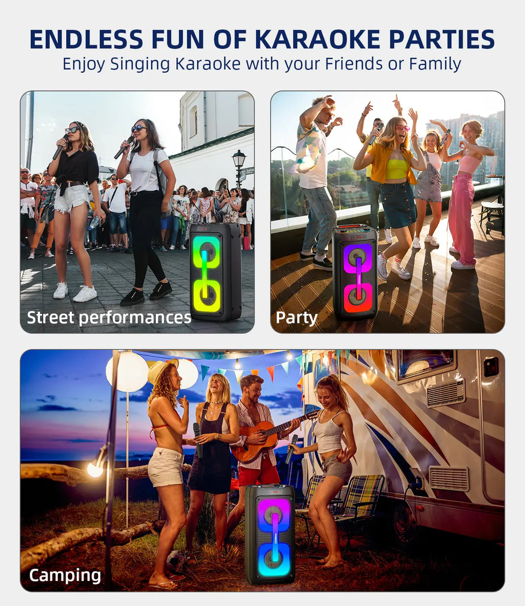 Unleash the Party Vibes! 🎤✨ Portable Karaoke Machine with Bluetooth, 2 Wireless Mics & Disco Lights - Perfect for Outdoor Fun & Gift Ideas for Music Lovers! 🎶🎉