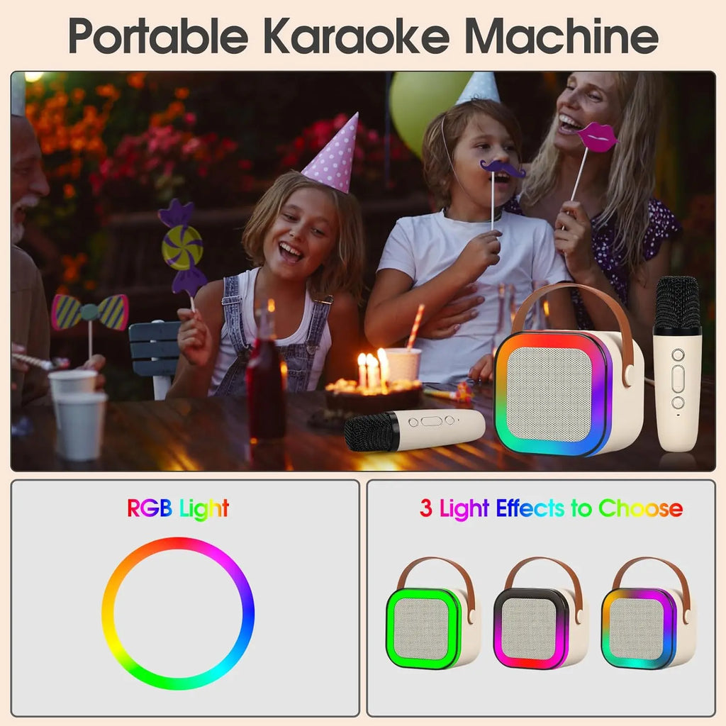 Portable Mini Karaoke Machine with 2 Wireless Microphones - Perfect Birthday Gift for Kids Ages 4-12, Ideal for Family Gatherings and Tiktok Fun!