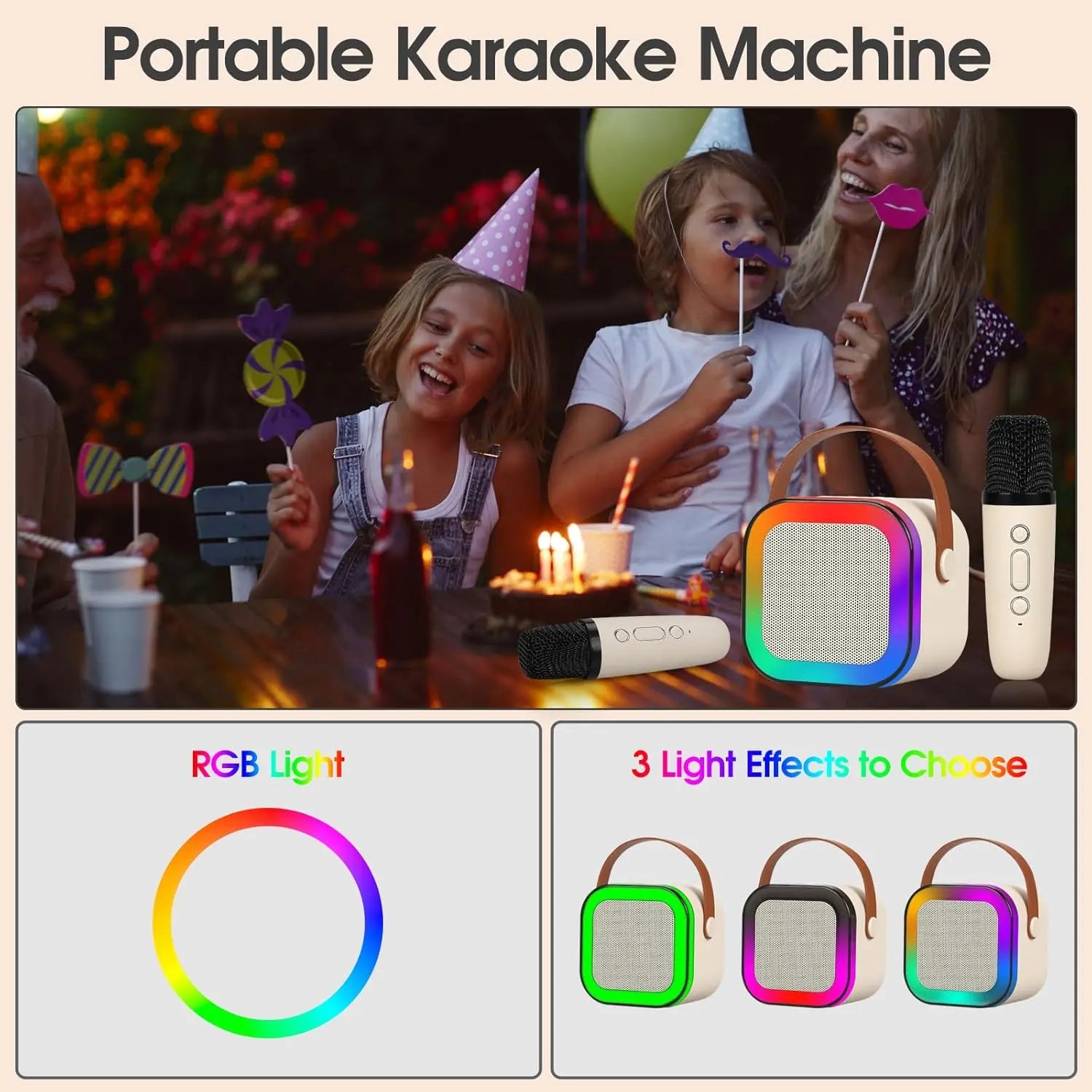 Portable Mini Karaoke Machine with 2 Wireless Microphones - Perfect Birthday Gift for Kids Ages 4-12, Ideal for Family Gatherings and Tiktok Fun!