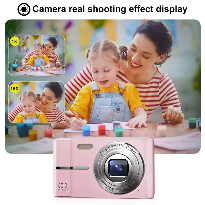 FHD 1080P Portable Mini Camera with 16X Zoom - Perfect Gift for Teens and Students!