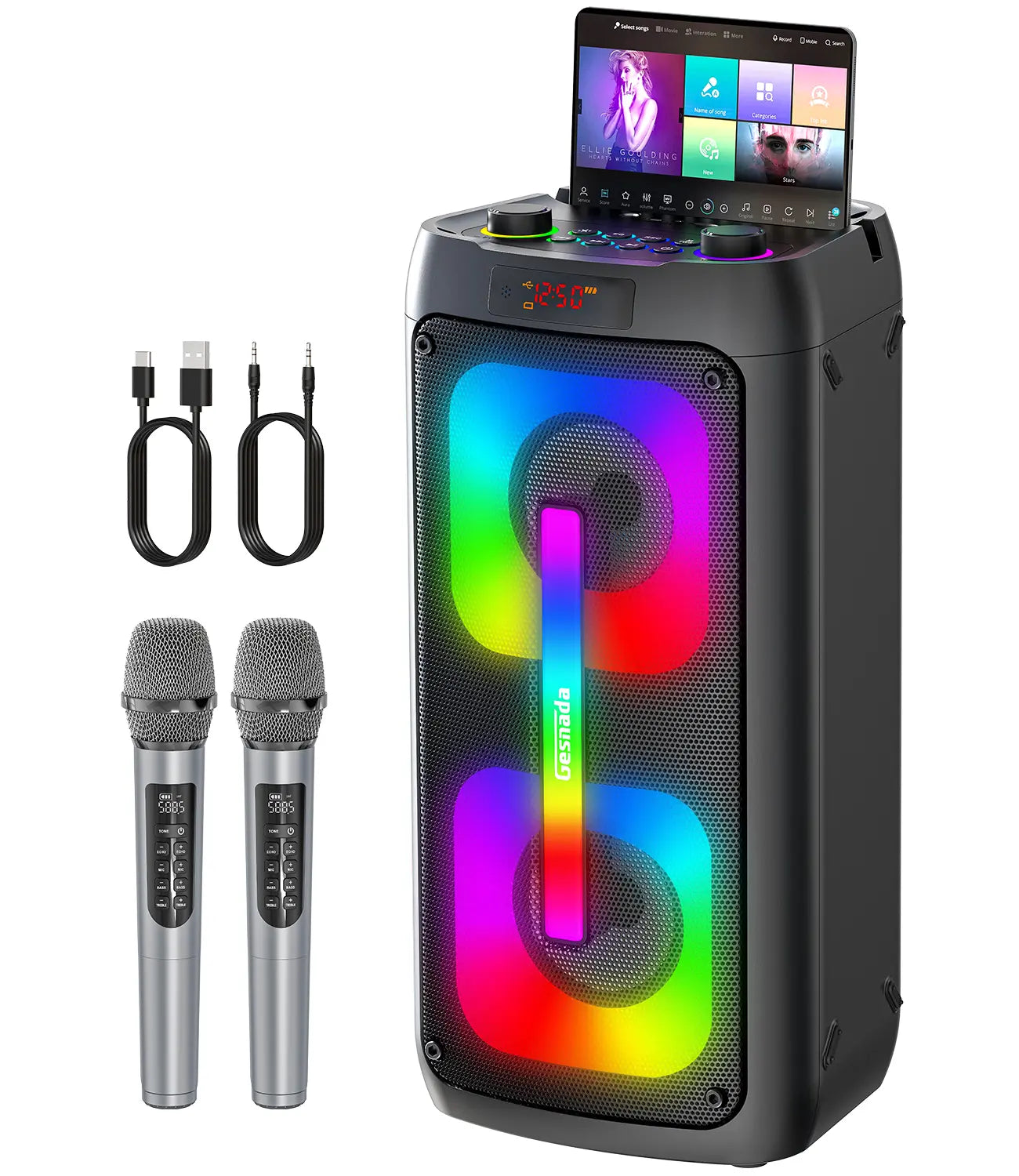 Unleash the Party Vibes! 🎤✨ Portable Karaoke Machine with Bluetooth, 2 Wireless Mics & Disco Lights - Perfect for Outdoor Fun & Gift Ideas for Music Lovers! 🎶🎉