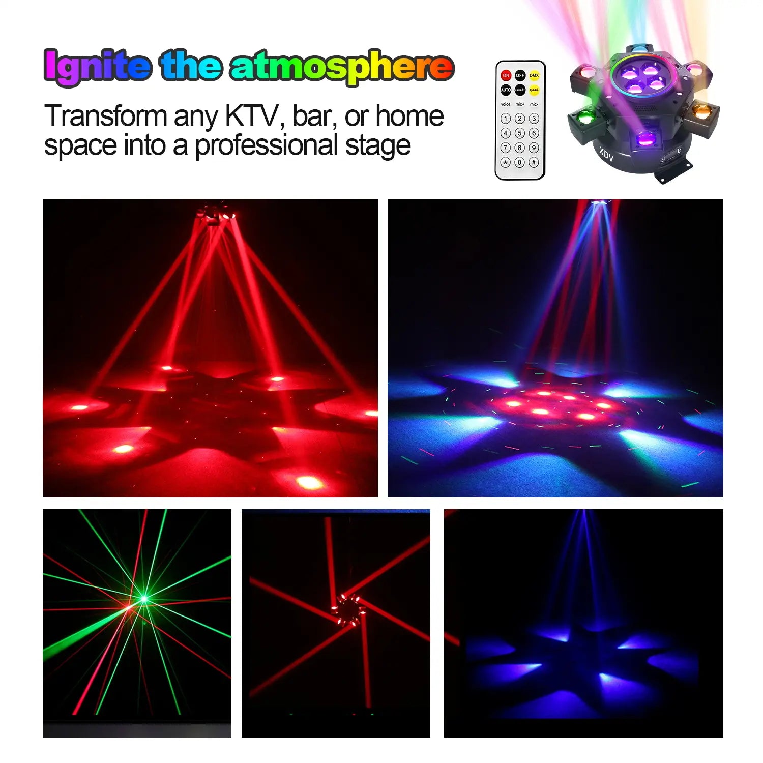 Light Up Your Events with the XDV 150W 6 Arms RGBW Moving Head DJ Light! Perfect for Parties, Weddings & More! 🎉💡 #DJLight #PartyVibes