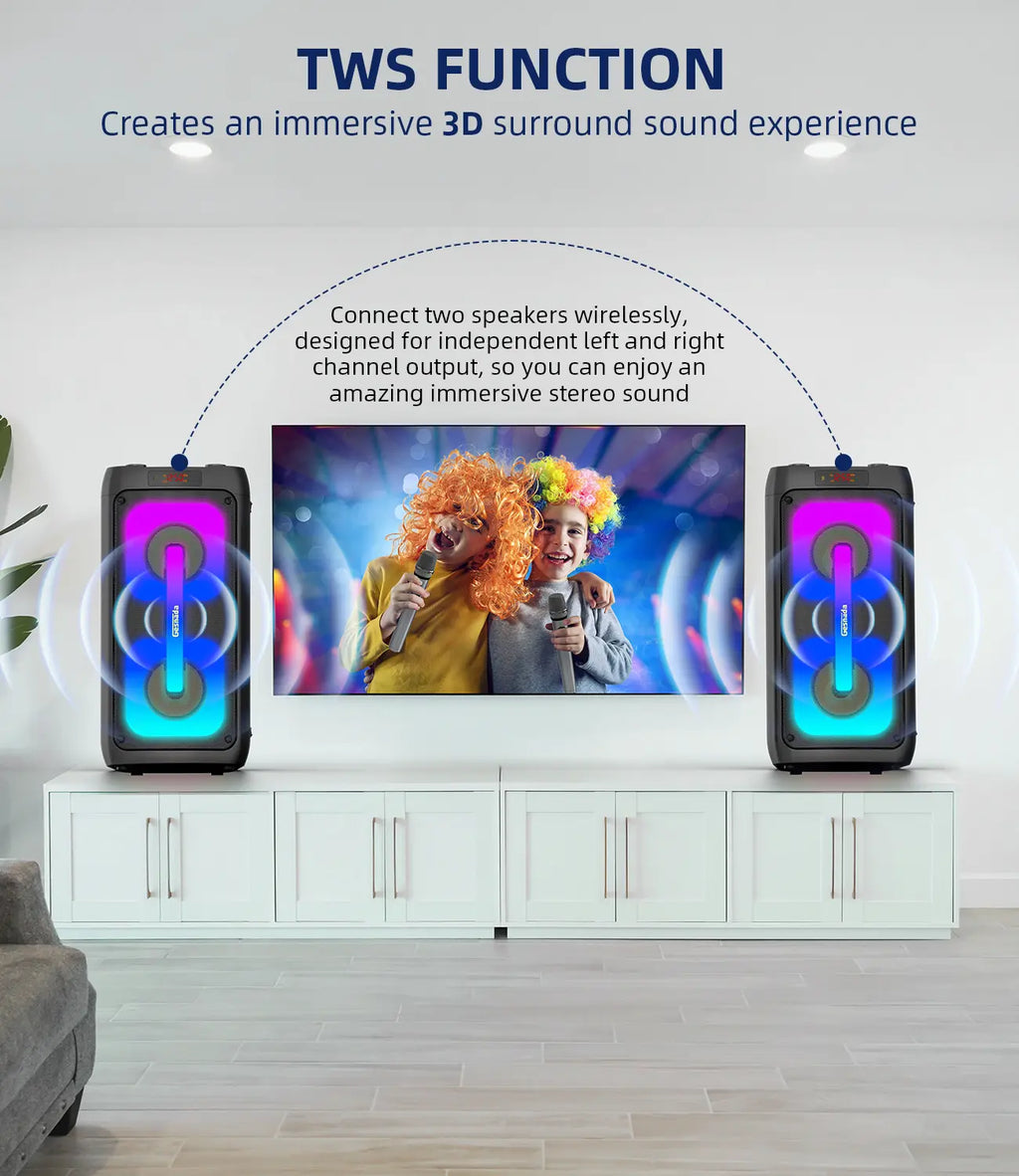 Unleash the Party Vibes! 🎤✨ Portable Karaoke Machine with Bluetooth, 2 Wireless Mics & Disco Lights - Perfect for Outdoor Fun & Gift Ideas for Music Lovers! 🎶🎉