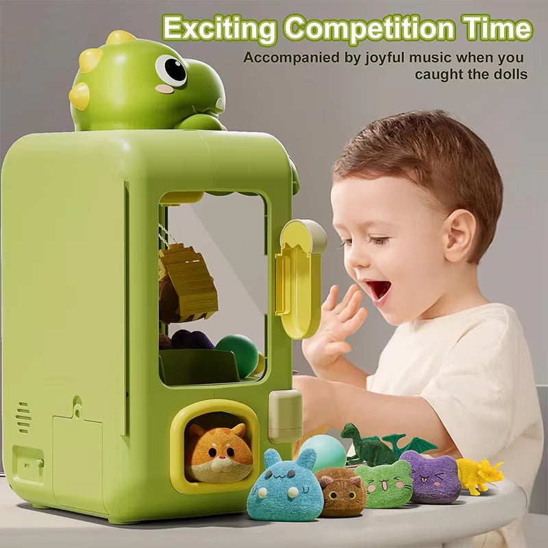Dinosaur Claw Machine Toys Electronic Arcade Game Adjustable Catch Doll Machine Music Mini Vending Birthday Gift for Kids