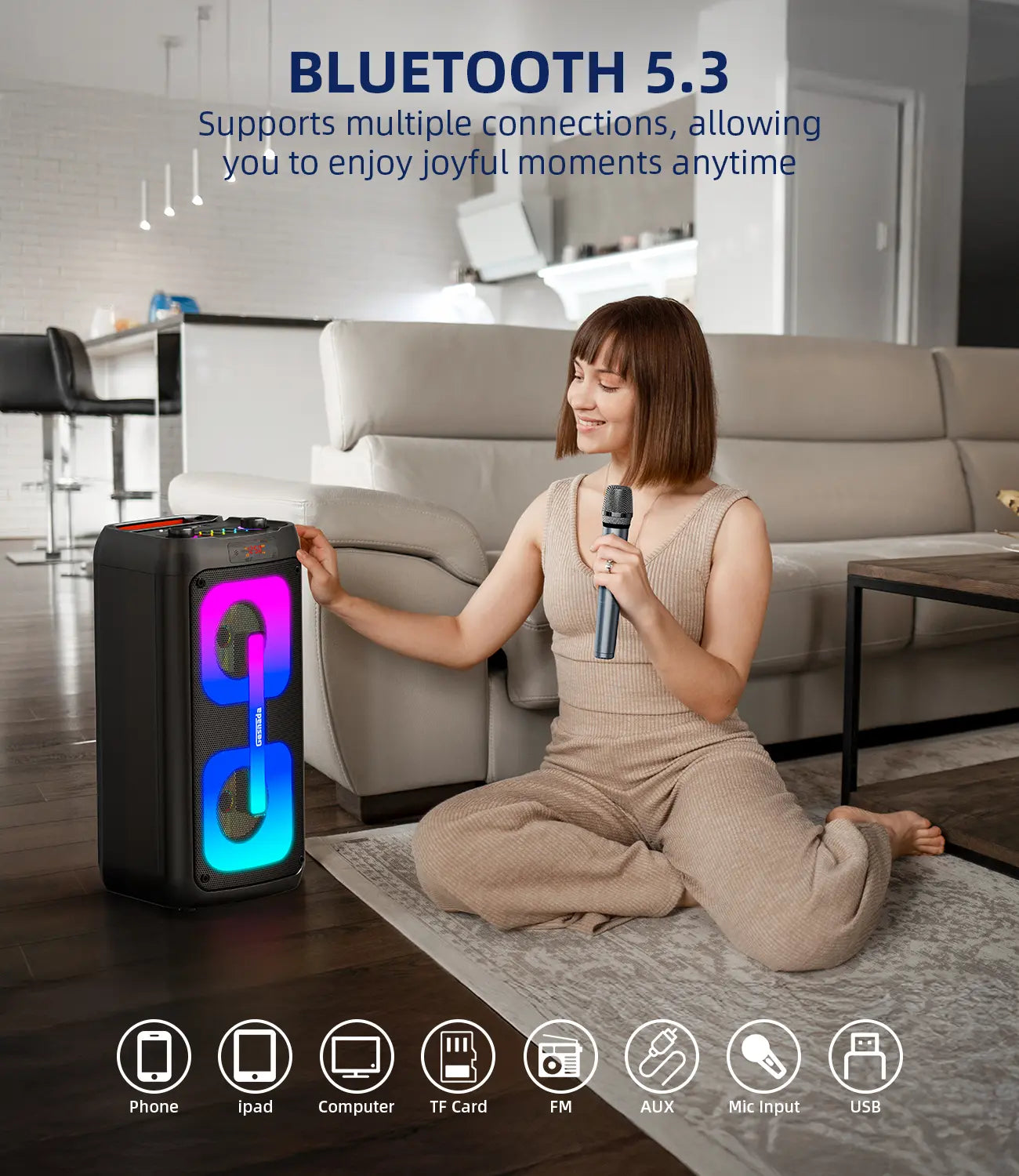Unleash the Party Vibes! 🎤✨ Portable Karaoke Machine with Bluetooth, 2 Wireless Mics & Disco Lights - Perfect for Outdoor Fun & Gift Ideas for Music Lovers! 🎶🎉