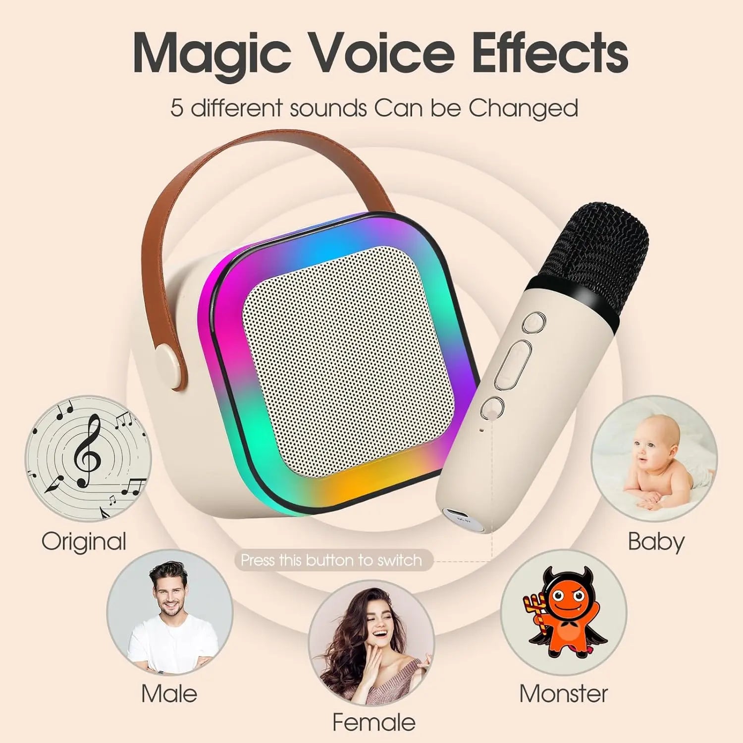 Portable Mini Karaoke Machine with 2 Wireless Microphones - Perfect Birthday Gift for Kids Ages 4-12, Ideal for Family Gatherings and Tiktok Fun!