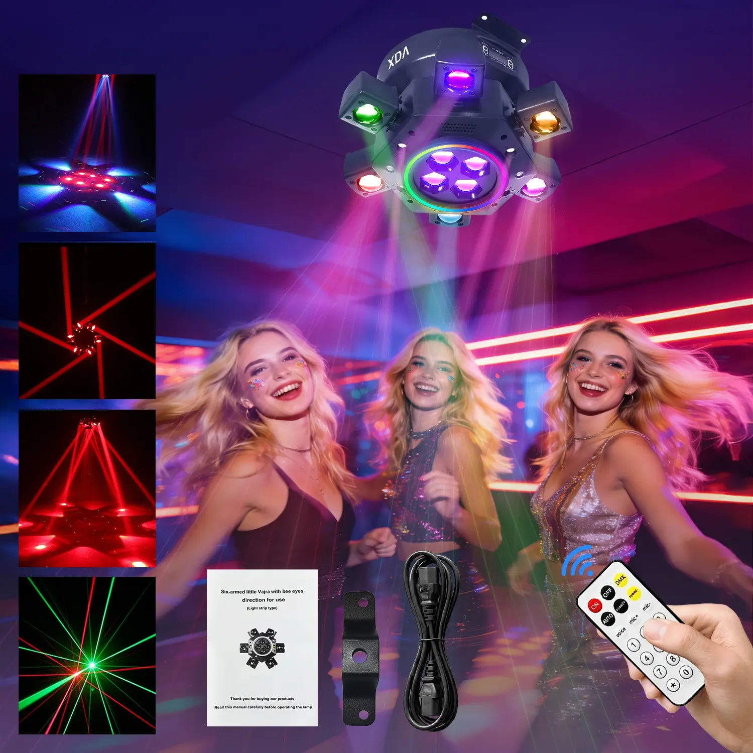 Light Up Your Events with the XDV 150W 6 Arms RGBW Moving Head DJ Light! Perfect for Parties, Weddings & More! 🎉💡 #DJLight #PartyVibes