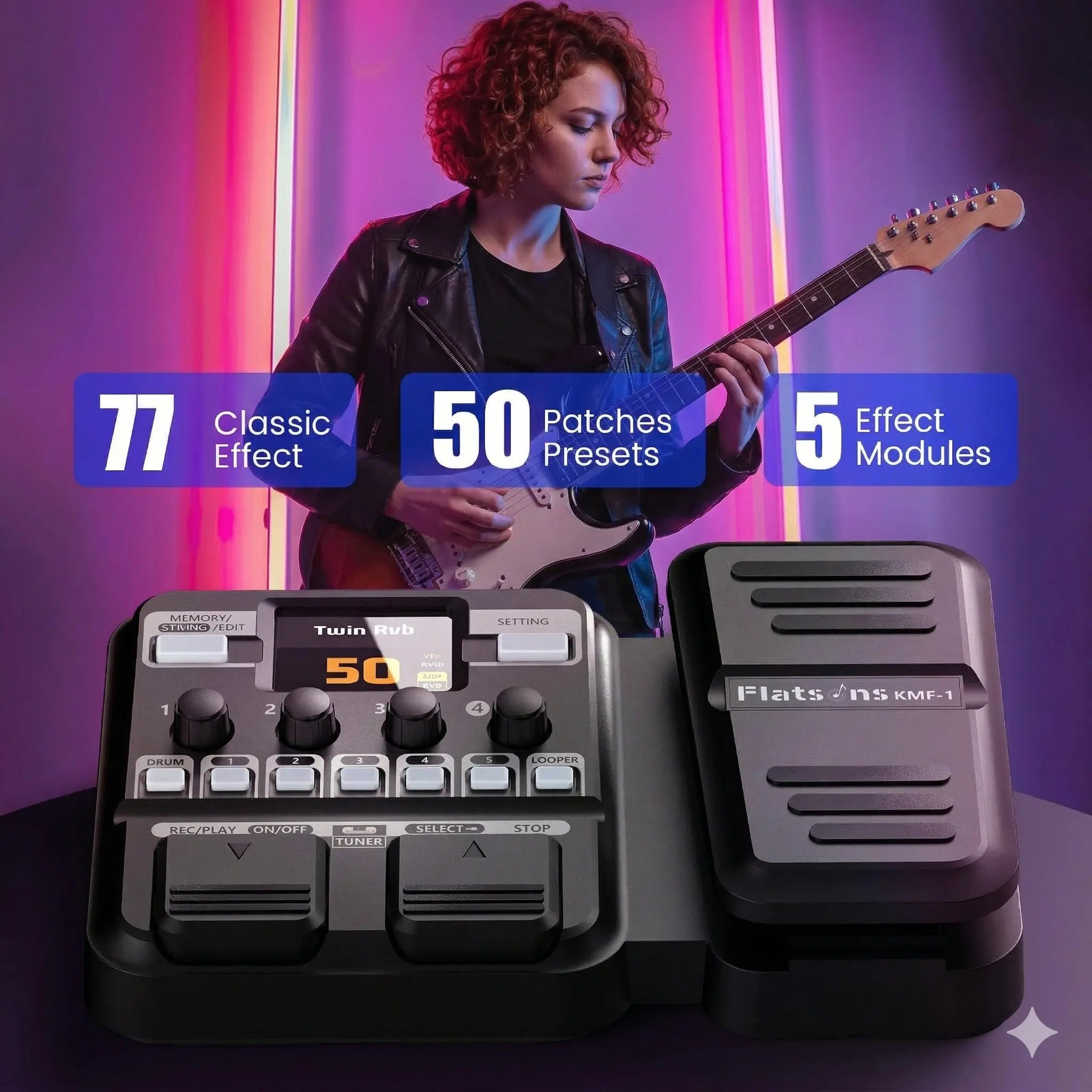 Unleash Your Sound with the Flatsons-Kmf-1: 77 Effects, 50 Presets, and More! 🎸✨ #GuitarPedal #MusicGear