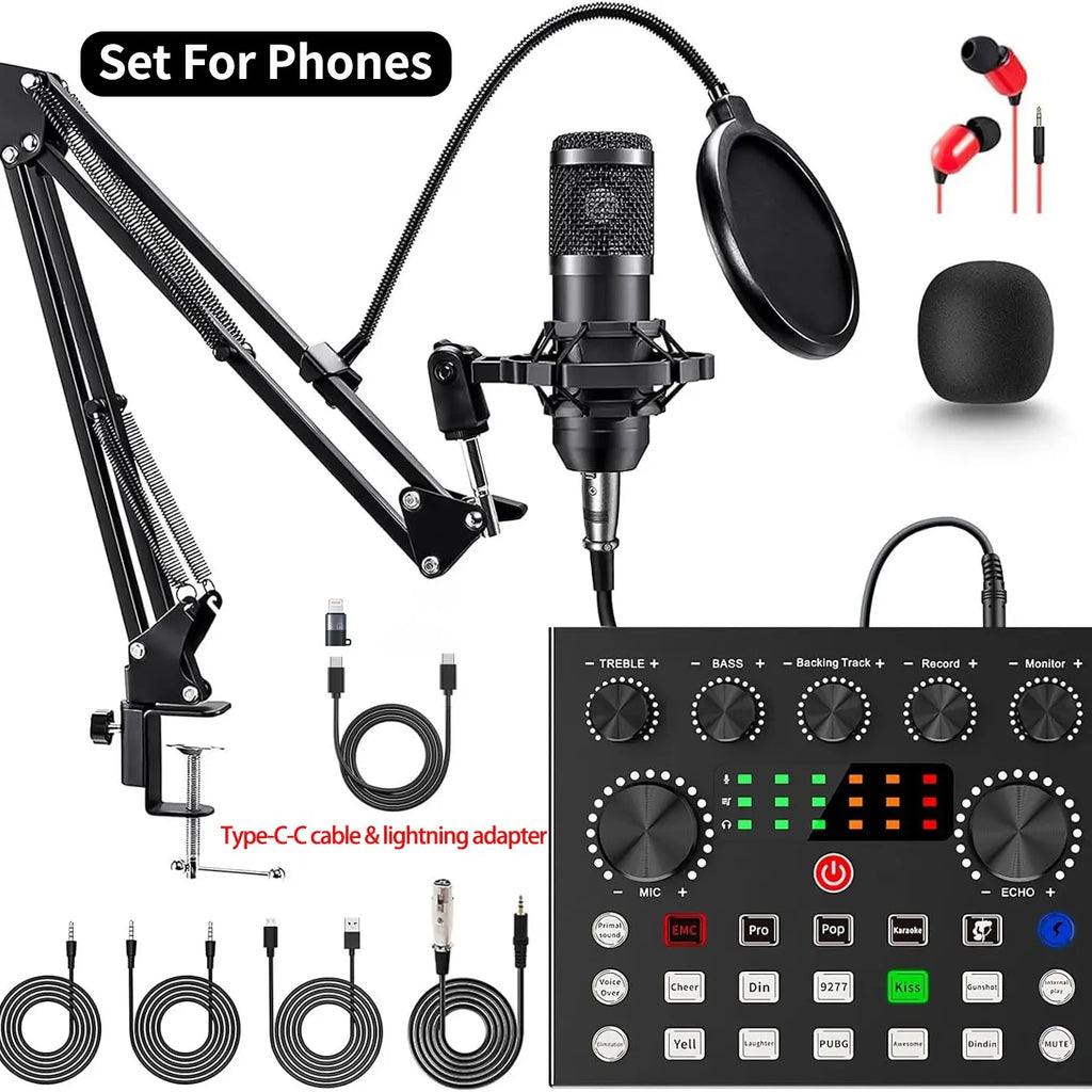 Ultimate Zealsound Podcast Equipment Bundle - BM800 Microphone with V8S Voice Changer for Professional Podcasting, Live Streaming, and Content Creation on PC, Mobile, TikTok, and YouTube