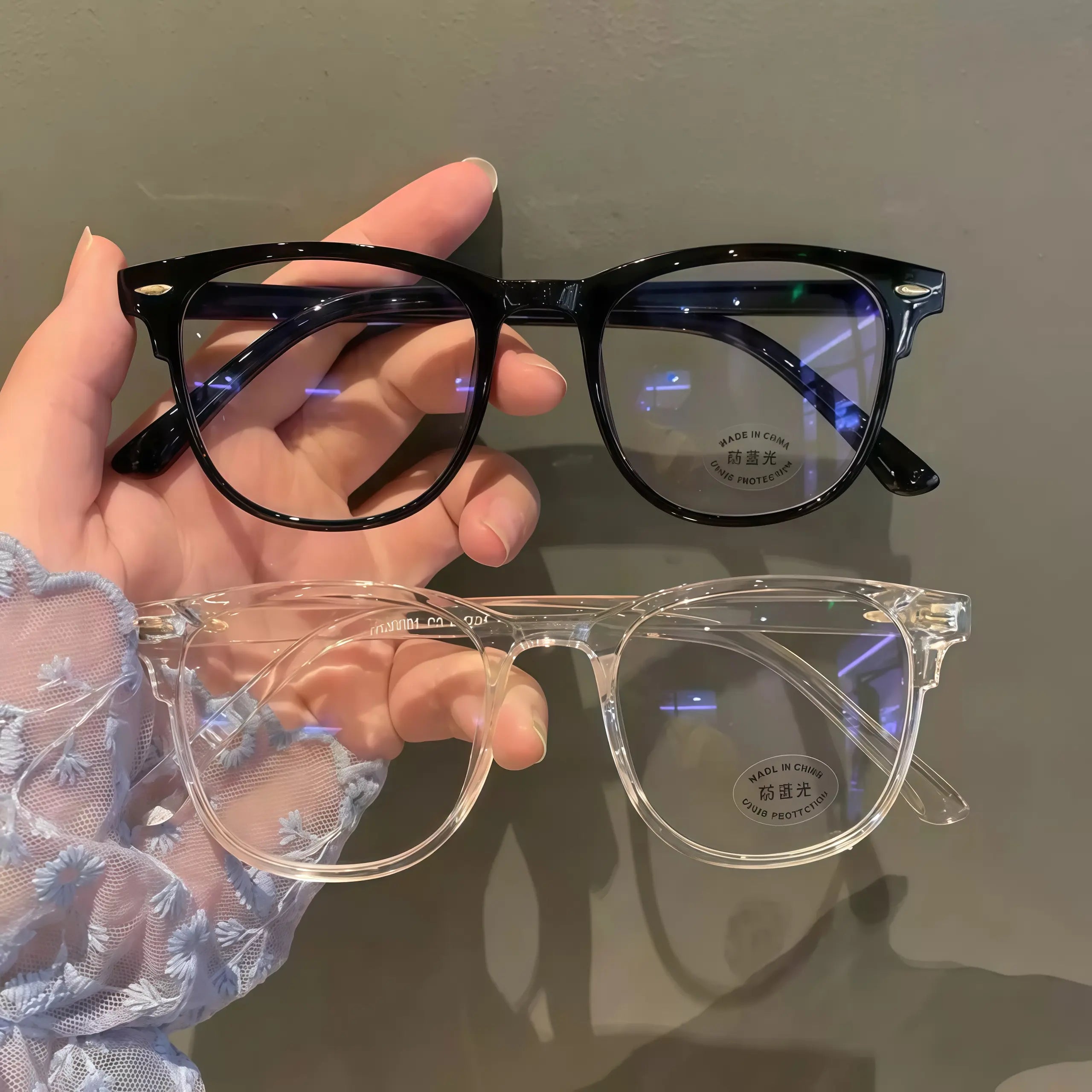 Eunoialens 2-Pack Anti-Strain Photochromic Blue Light Blocking Glasses - Stylish Black & Transparent Frames with UV Protection for Men and Women, Perfect for Computer Use