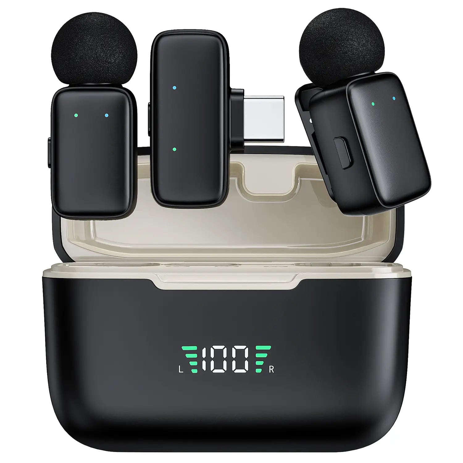 HITOZON 2.4G Professional Wireless Clip-On Lapel Mic - Noise Canceling Audio Mic, AI Voice Changing, Charging, Lightning Compatible for Smartphones & Cameras, Plug-And-Play for Live Streaming