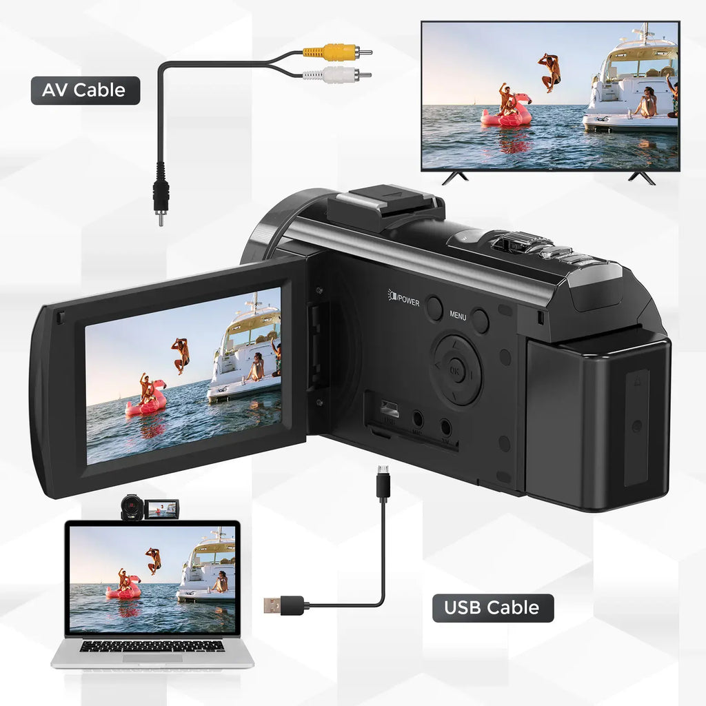 FHD 1080P Vlogging Camera with 24MP, 270° Rotating Screen, 16X Zoom, Microphone & Remote Control - Perfect for YouTube Creators!