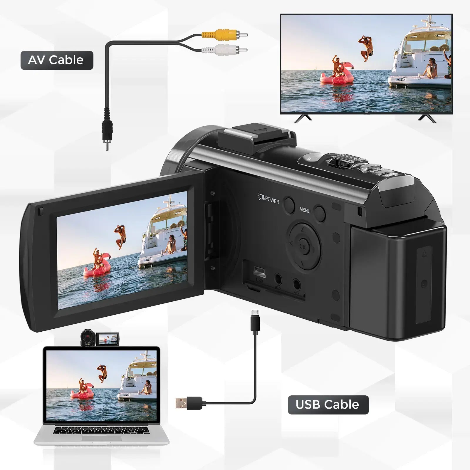 FHD 1080P Vlogging Camera with 24MP, 270° Rotating Screen, 16X Zoom, Microphone & Remote Control - Perfect for YouTube Creators!