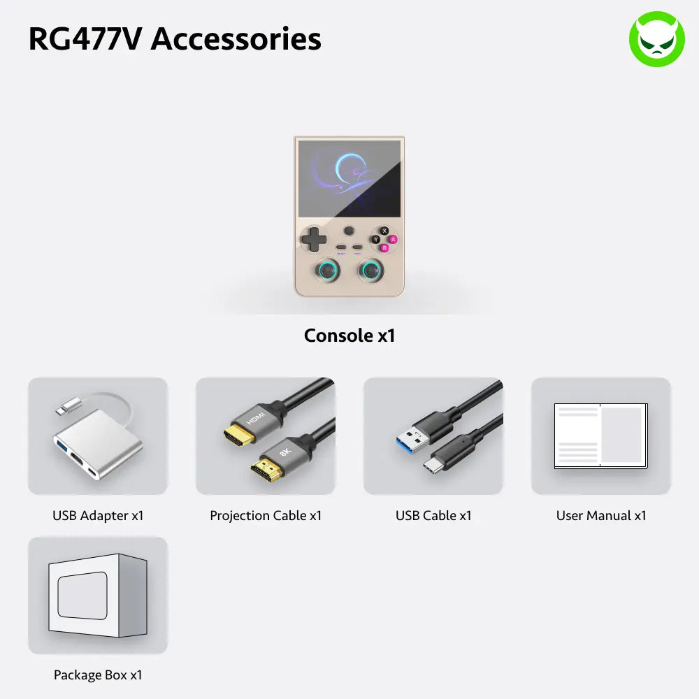 Get the Anbernic RG477V and score a FREE HDMI cable (8K), multi-port adapter, Type-C cable, and ROMs card! Experience stunning visuals with a 4.7" LTPS display and powerful Dimensity 8300 processor. Ready to play with Bluetooth and a 5500mAh battery!