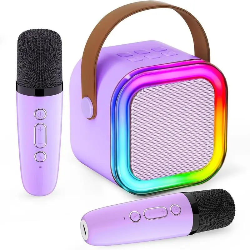 Portable Mini Karaoke Machine with 2 Wireless Microphones - Perfect Birthday Gift for Kids Ages 4-12, Ideal for Family Gatherings and Tiktok Fun!