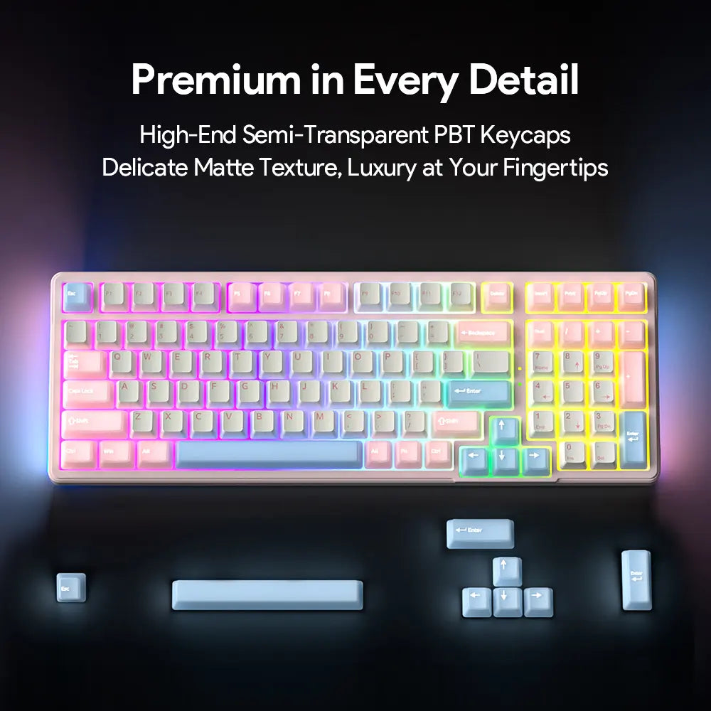 Unleash Your Style with the FURYCUBE K99 Pro Wireless Mechanical Keyboard! 🎮✨ Perfect for Career Women - RGB PBT Keycaps & Hot-Swappable! #TiktokShop #GlowUp