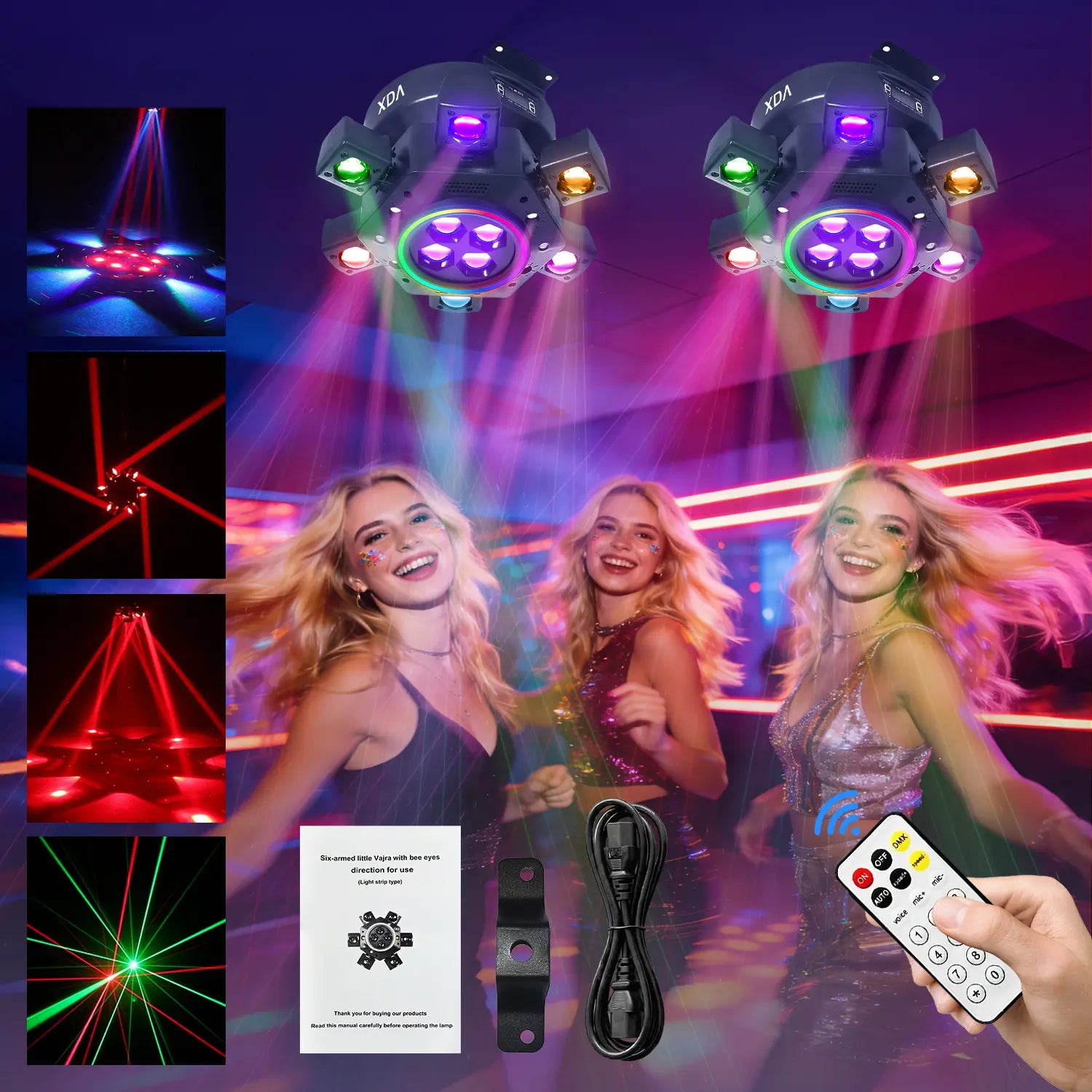 Light Up Your Events with the XDV 150W 6 Arms RGBW Moving Head DJ Light! Perfect for Parties, Weddings & More! 🎉💡 #DJLight #PartyVibes