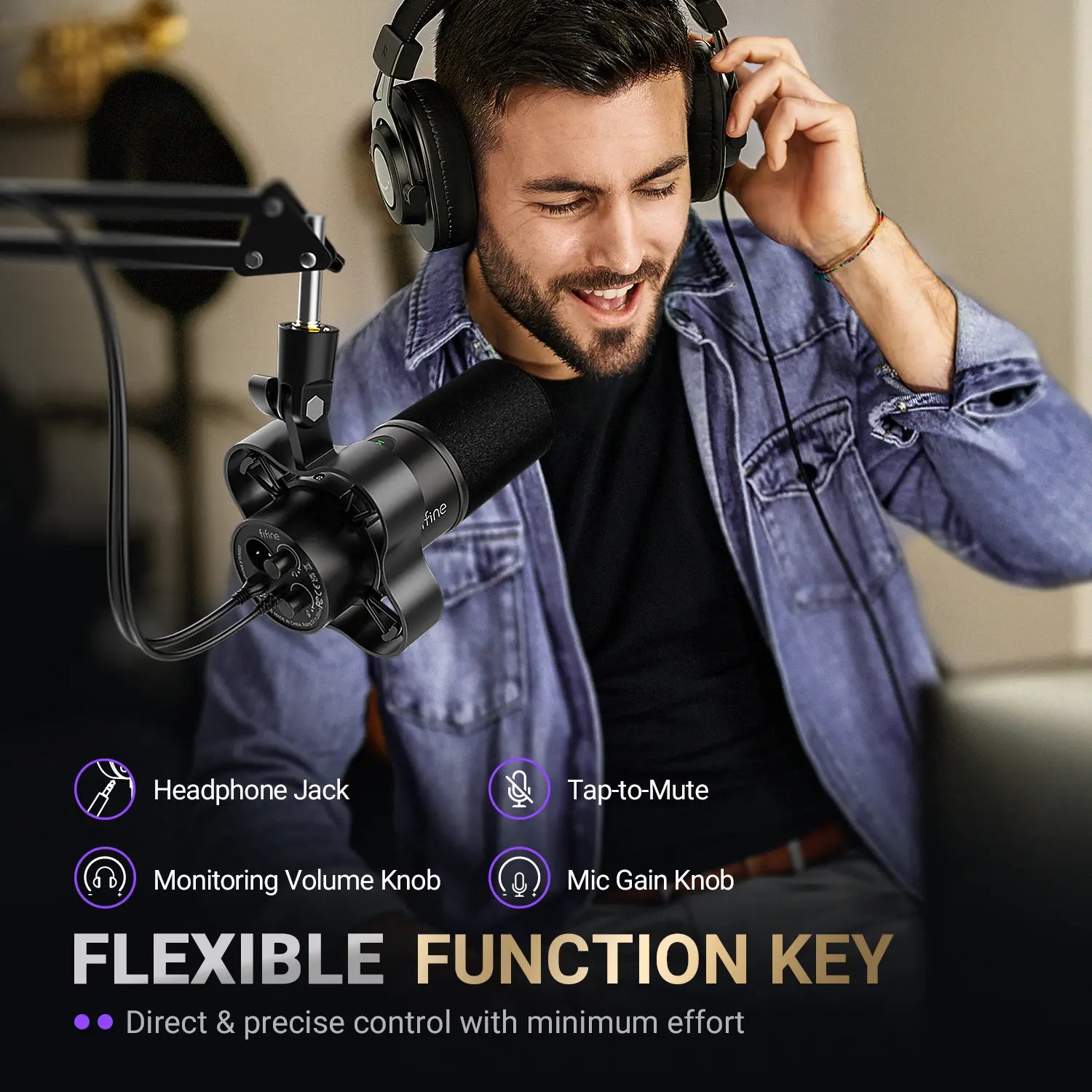 FIFINE K688 Neo Dynamic USB/XLR Podcast Microphone – Perfect for Streaming, Gaming, and Music Recording with Mute & Monitor Features