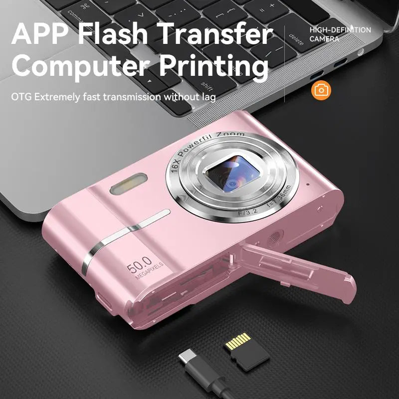 FHD 1080P Portable Mini Camera with 16X Zoom - Perfect Gift for Teens and Students!