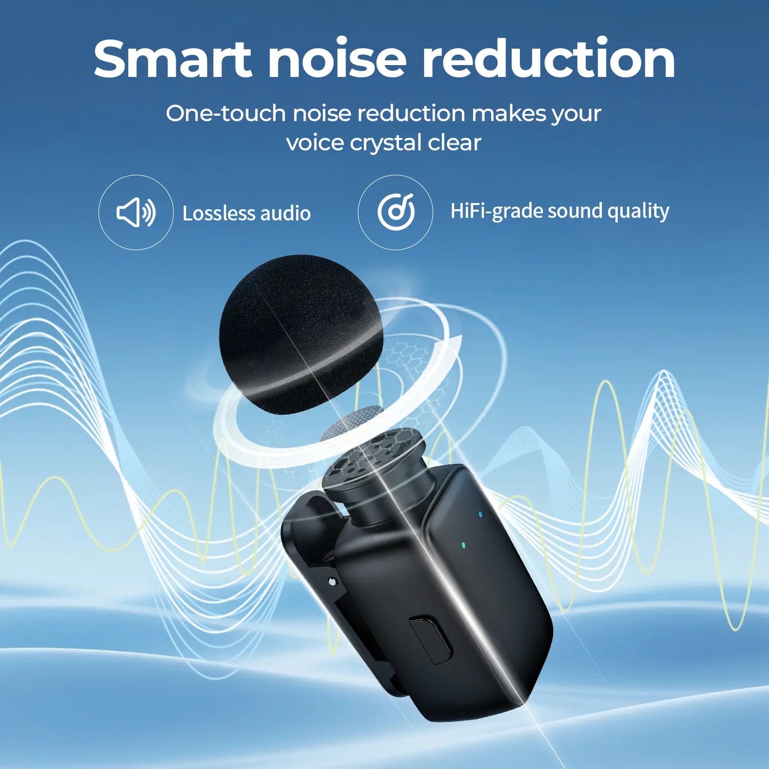 HITOZON 2.4G Professional Wireless Clip-On Lapel Mic - Noise Canceling Audio Mic, AI Voice Changing, Charging, Lightning Compatible for Smartphones & Cameras, Plug-And-Play for Live Streaming