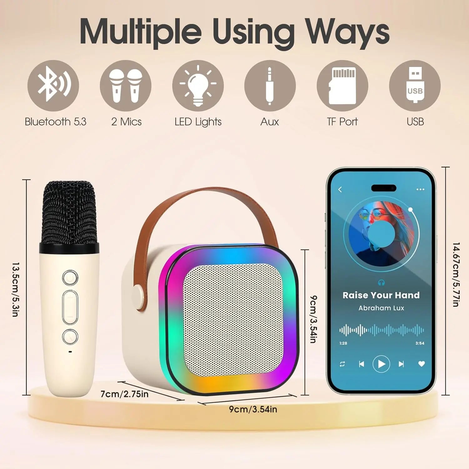 Portable Mini Karaoke Machine with 2 Wireless Microphones - Perfect Birthday Gift for Kids Ages 4-12, Ideal for Family Gatherings and Tiktok Fun!