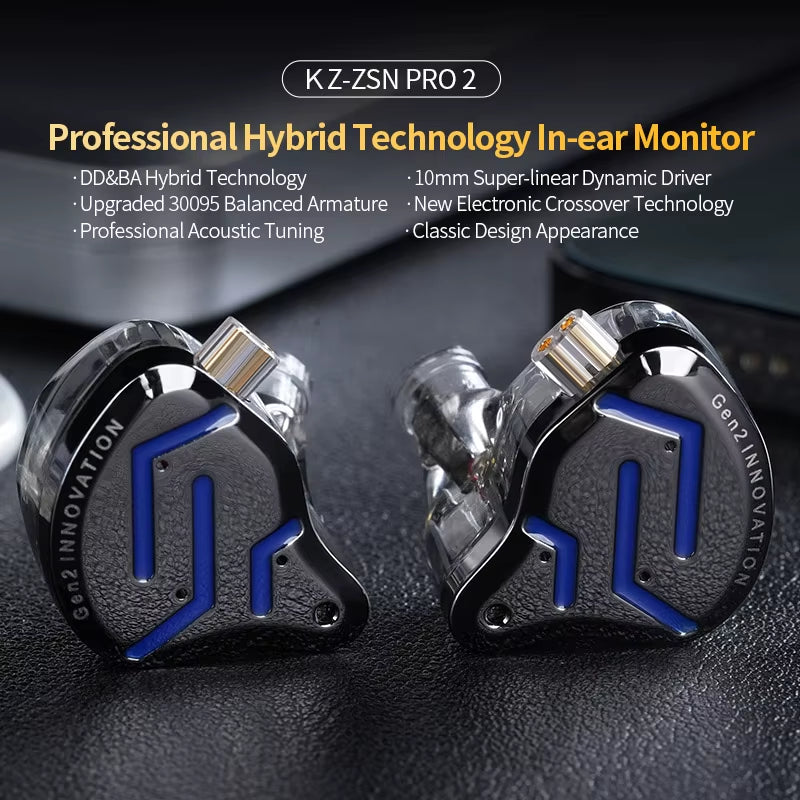 ZSN Pro 2 Hybrid Drive 1BA+1DD in Ear Metal Earphones HIFI Bass Headset Monitor Earbuds Sport Noise Cancelling Headphone