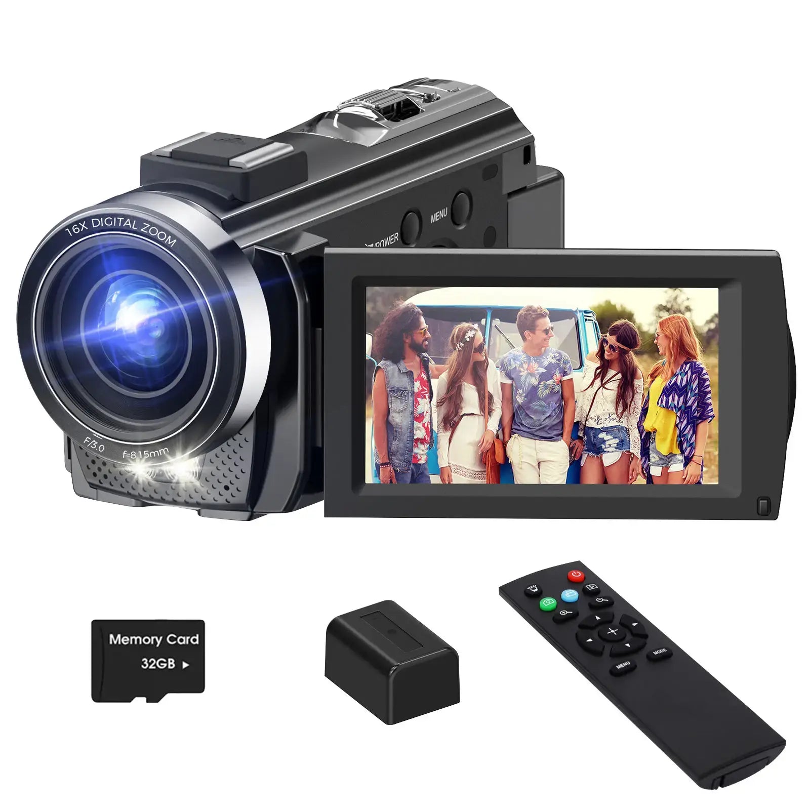 FHD 1080P Vlogging Camera with 24MP, 270° Rotating Screen, 16X Zoom, Microphone & Remote Control - Perfect for YouTube Creators!