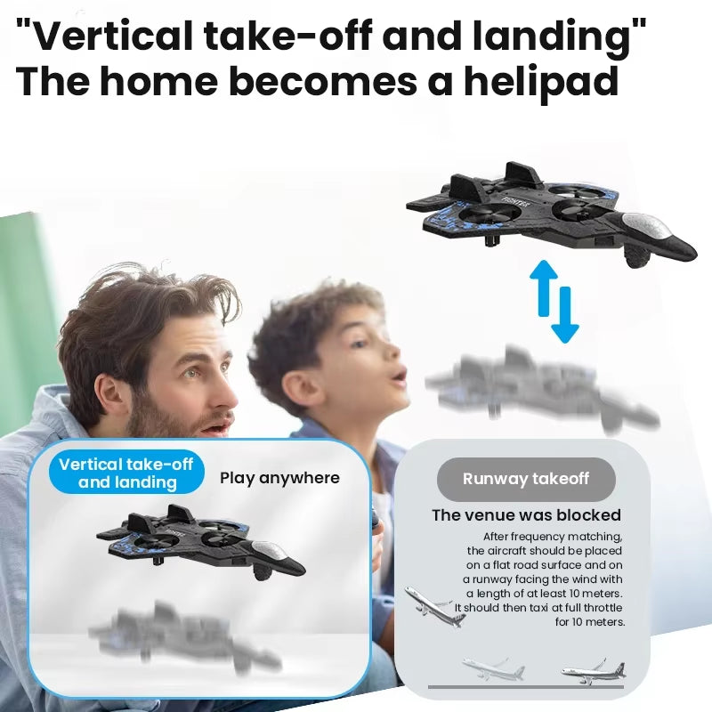 Rc Glider Flying Toy with Light Jet Airplane 2.4G EPP Stunt Remote Control Foam Fighter Plane Toys for Boys Kids Birthday Gifts
