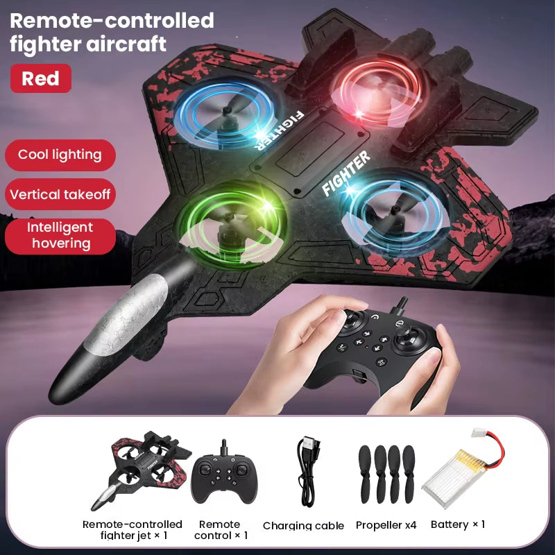 Rc Glider Flying Toy with Light Jet Airplane 2.4G EPP Stunt Remote Control Foam Fighter Plane Toys for Boys Kids Birthday Gifts
