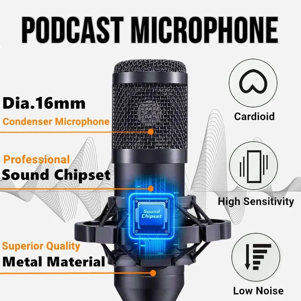 Ultimate Zealsound Podcast Equipment Bundle - BM800 Microphone with V8S Voice Changer for Professional Podcasting, Live Streaming, and Content Creation on PC, Mobile, TikTok, and YouTube