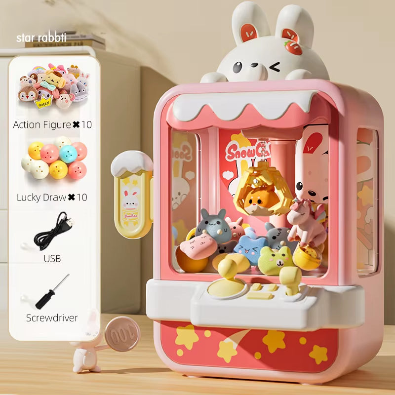 Dinosaur Claw Machine Toys Electronic Arcade Game Adjustable Catch Doll Machine Music Mini Vending Birthday Gift for Kids