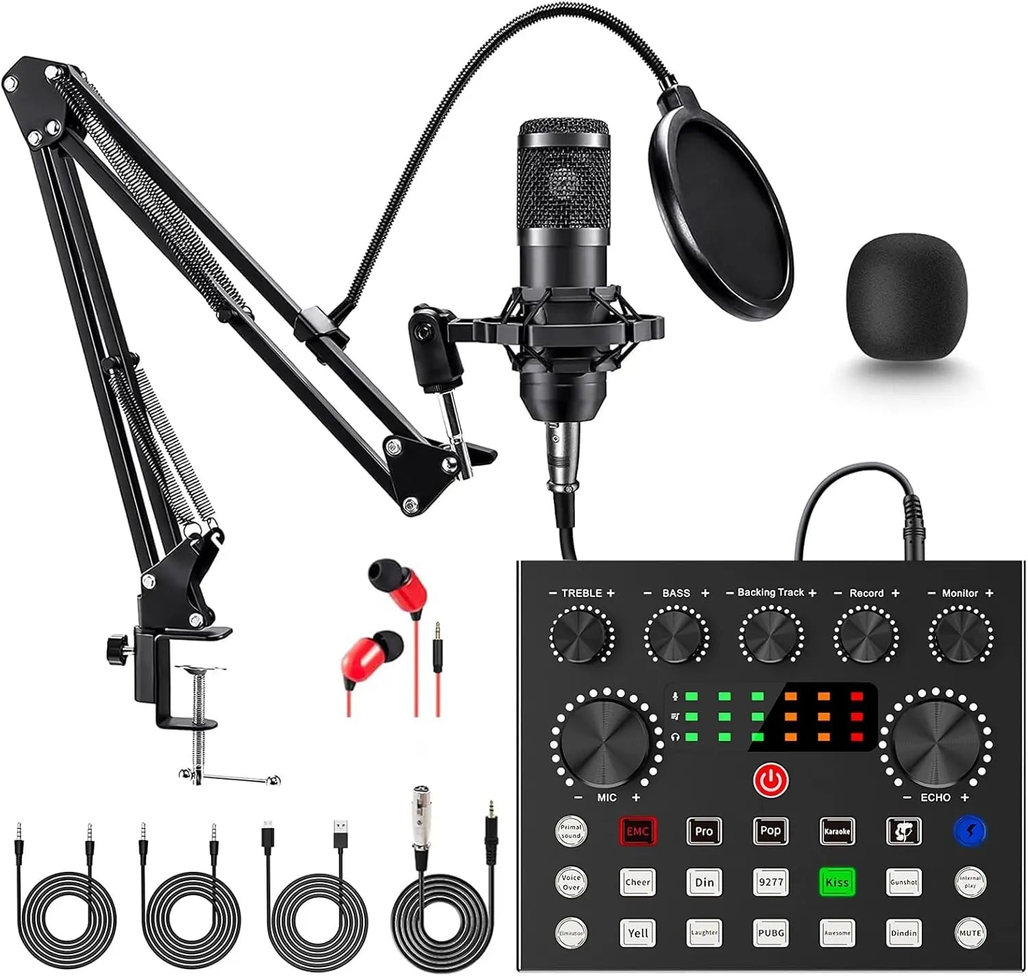 Ultimate Zealsound Podcast Equipment Bundle - BM800 Microphone with V8S Voice Changer for Professional Podcasting, Live Streaming, and Content Creation on PC, Mobile, TikTok, and YouTube