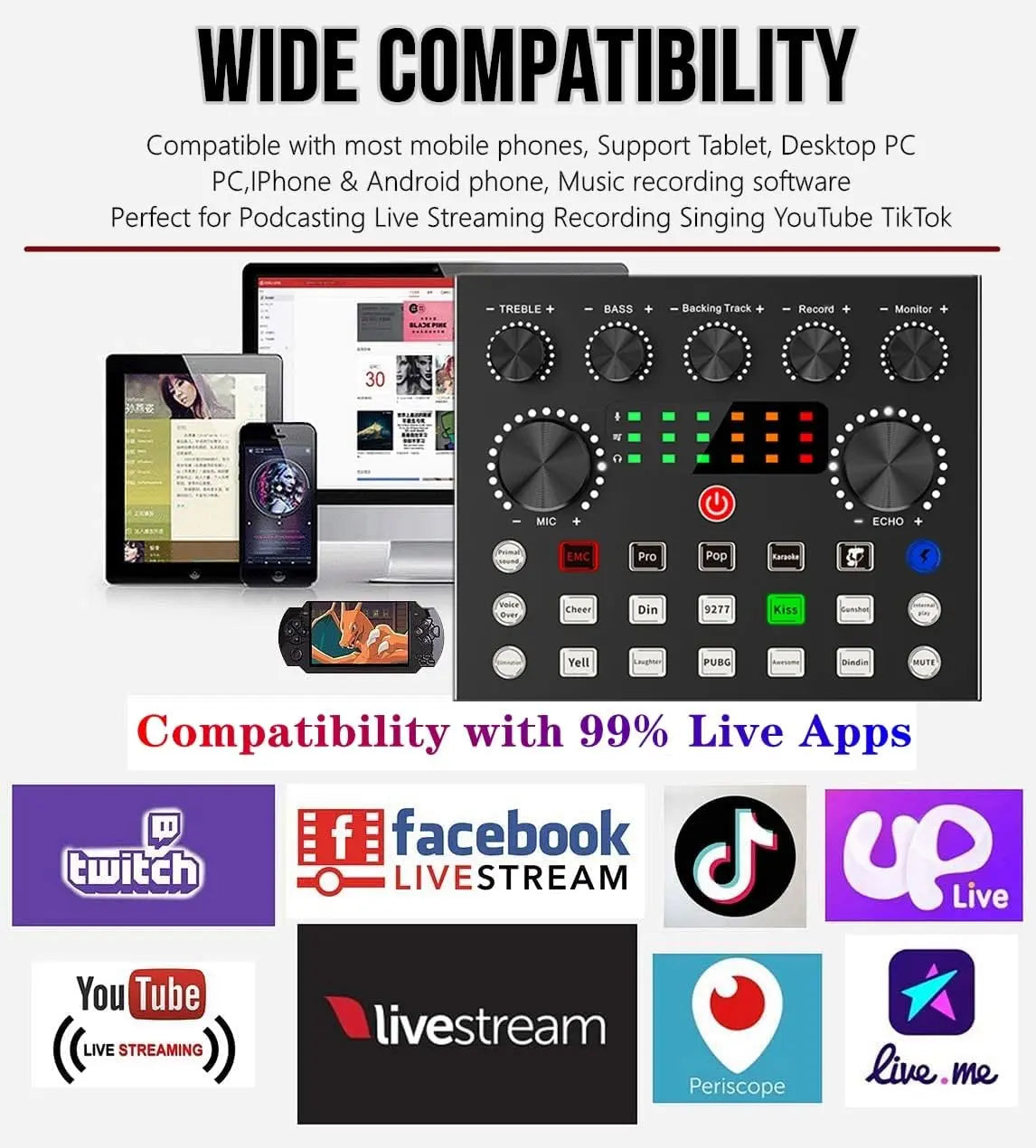 Ultimate Zealsound Podcast Equipment Bundle - BM800 Microphone with V8S Voice Changer for Professional Podcasting, Live Streaming, and Content Creation on PC, Mobile, TikTok, and YouTube