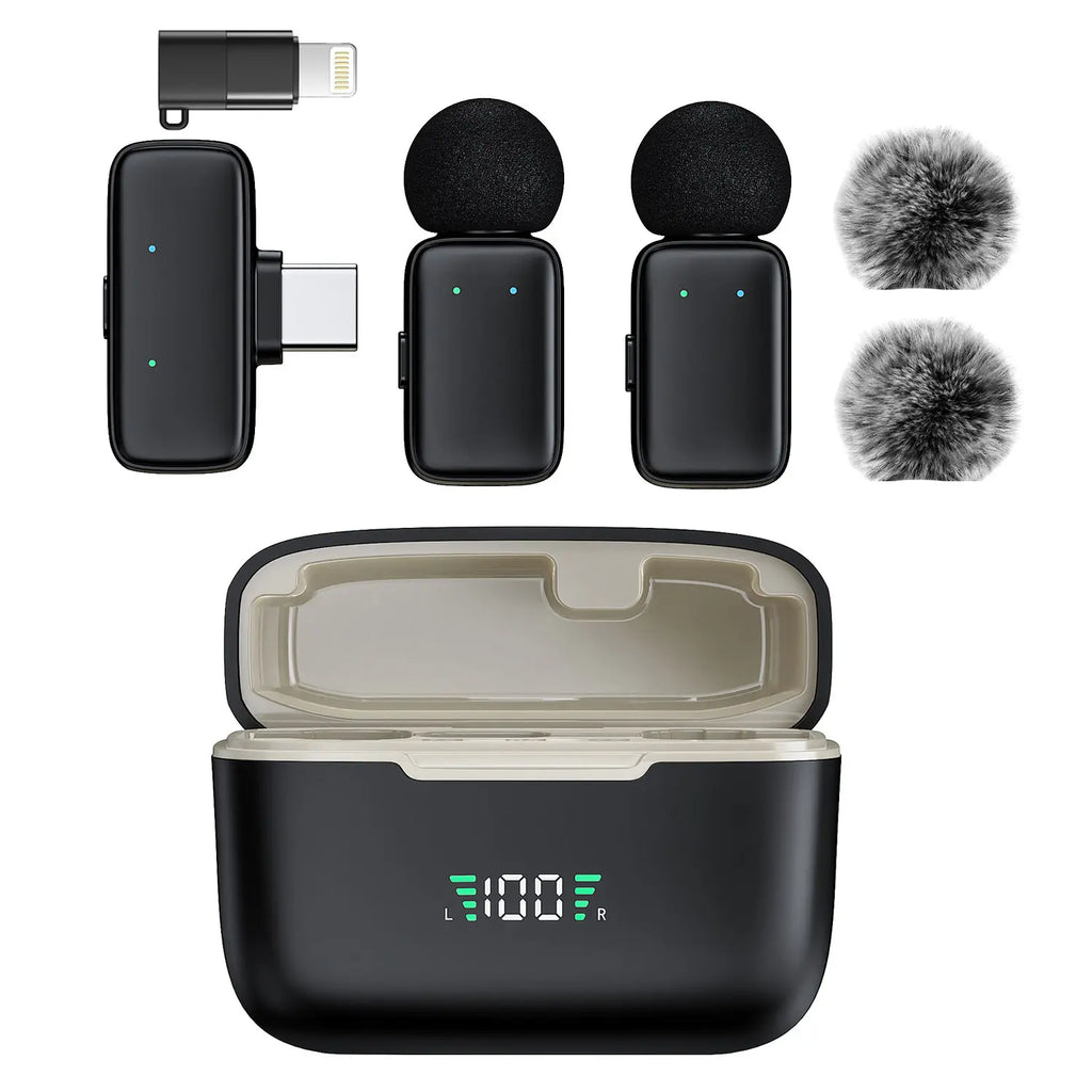 HITOZON 2.4G Professional Wireless Clip-On Lapel Mic - Noise Canceling Audio Mic, AI Voice Changing, Charging, Lightning Compatible for Smartphones & Cameras, Plug-And-Play for Live Streaming