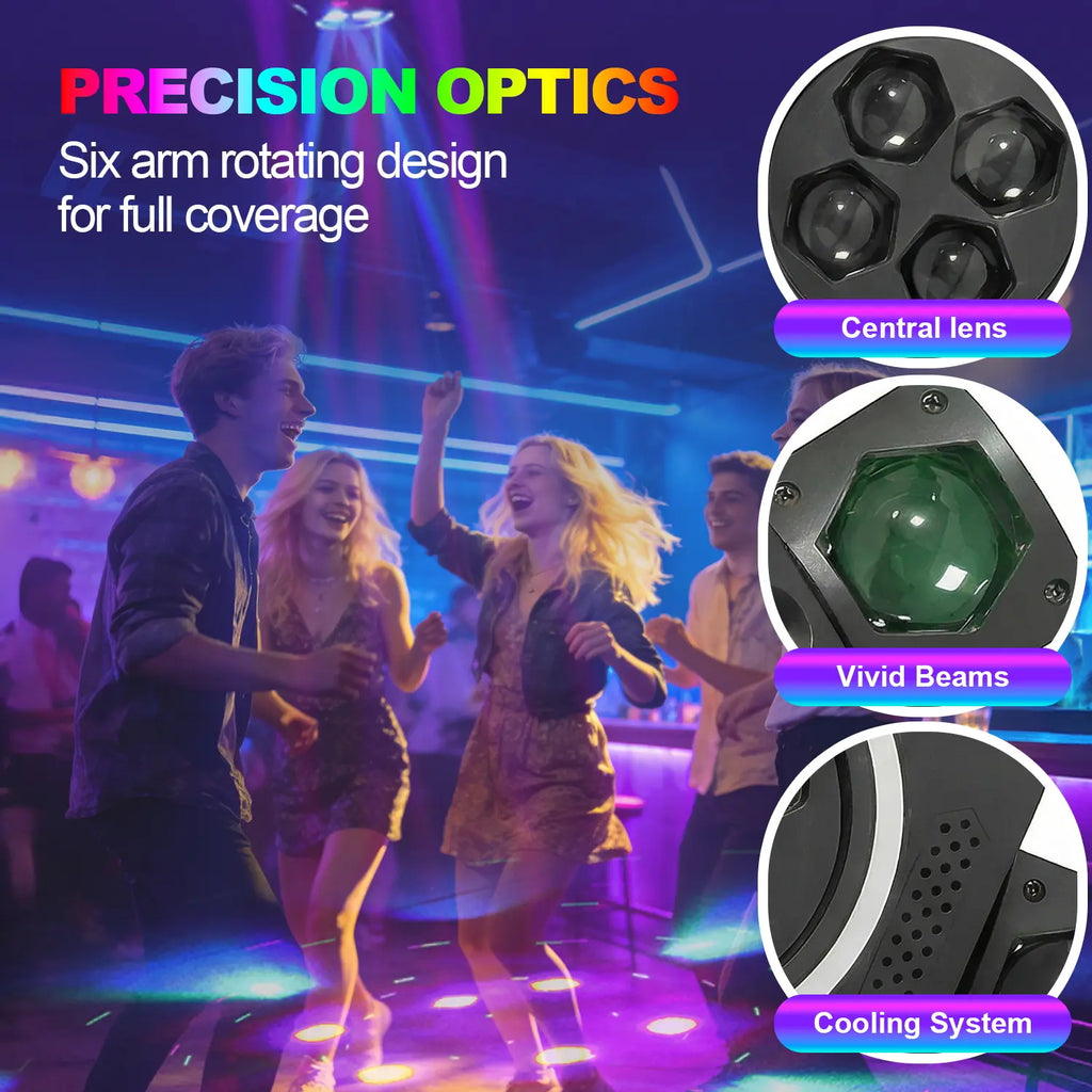 Light Up Your Events with the XDV 150W 6 Arms RGBW Moving Head DJ Light! Perfect for Parties, Weddings & More! 🎉💡 #DJLight #PartyVibes