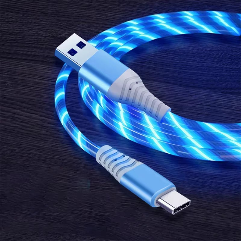 Fast Charging Data Cord Flow Luminous USB Type C Cable 5A Fast Charging Cable Glowing LED Cable for Samsung Xiaomi Iphone Micro