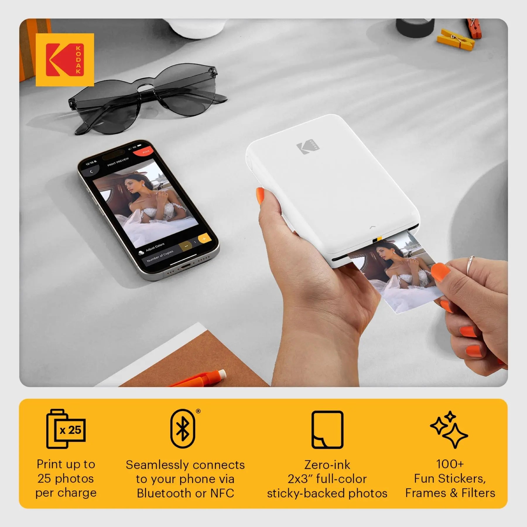 Kodak Step Mobile Instant Photo Printer - Compact 2x3" Wireless Printer for iOS & Android