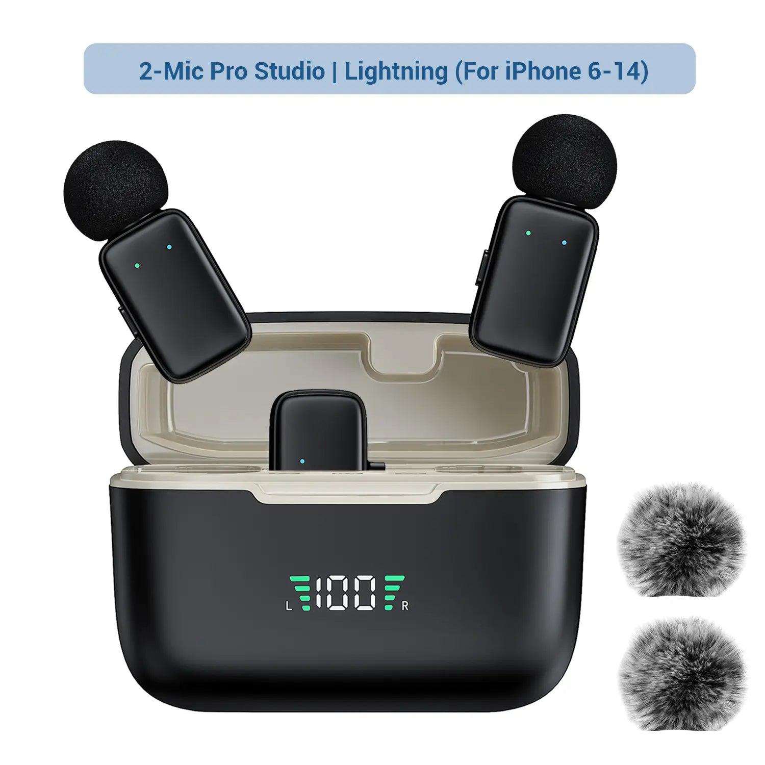HITOZON 2.4G Professional Wireless Clip-On Lapel Mic - Noise Canceling Audio Mic, AI Voice Changing, Charging, Lightning Compatible for Smartphones & Cameras, Plug-And-Play for Live Streaming
