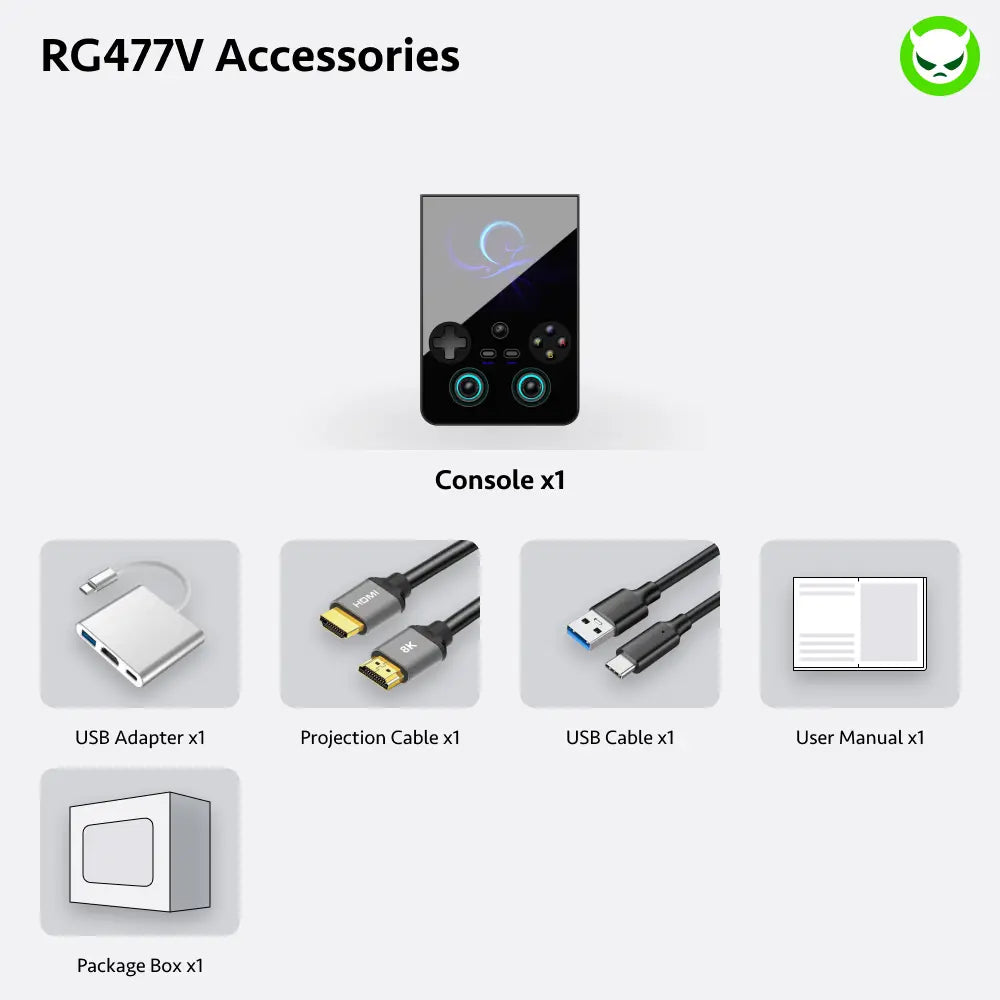 Get the Anbernic RG477V and score a FREE HDMI cable (8K), multi-port adapter, Type-C cable, and ROMs card! Experience stunning visuals with a 4.7" LTPS display and powerful Dimensity 8300 processor. Ready to play with Bluetooth and a 5500mAh battery!