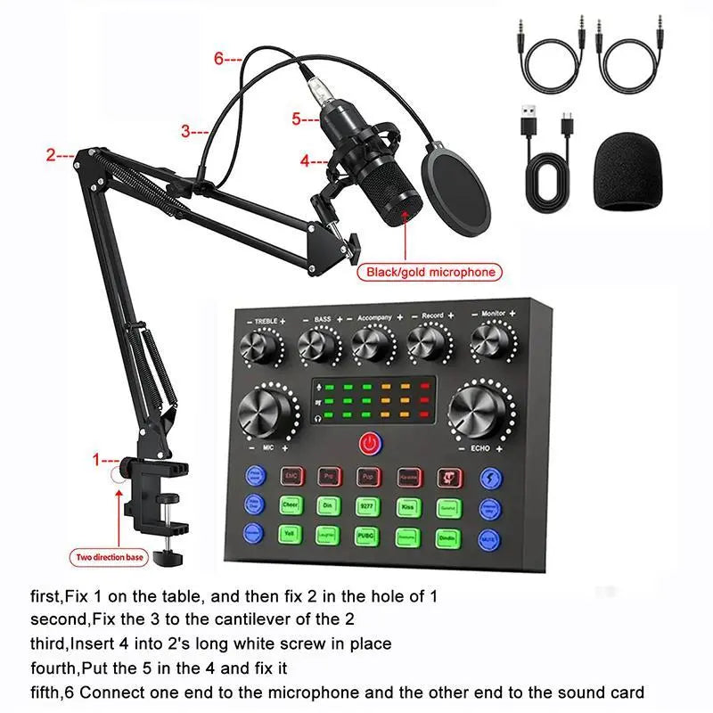 Ultimate Zealsound Podcast Equipment Bundle - BM800 Microphone with V8S Voice Changer for Professional Podcasting, Live Streaming, and Content Creation on PC, Mobile, TikTok, and YouTube