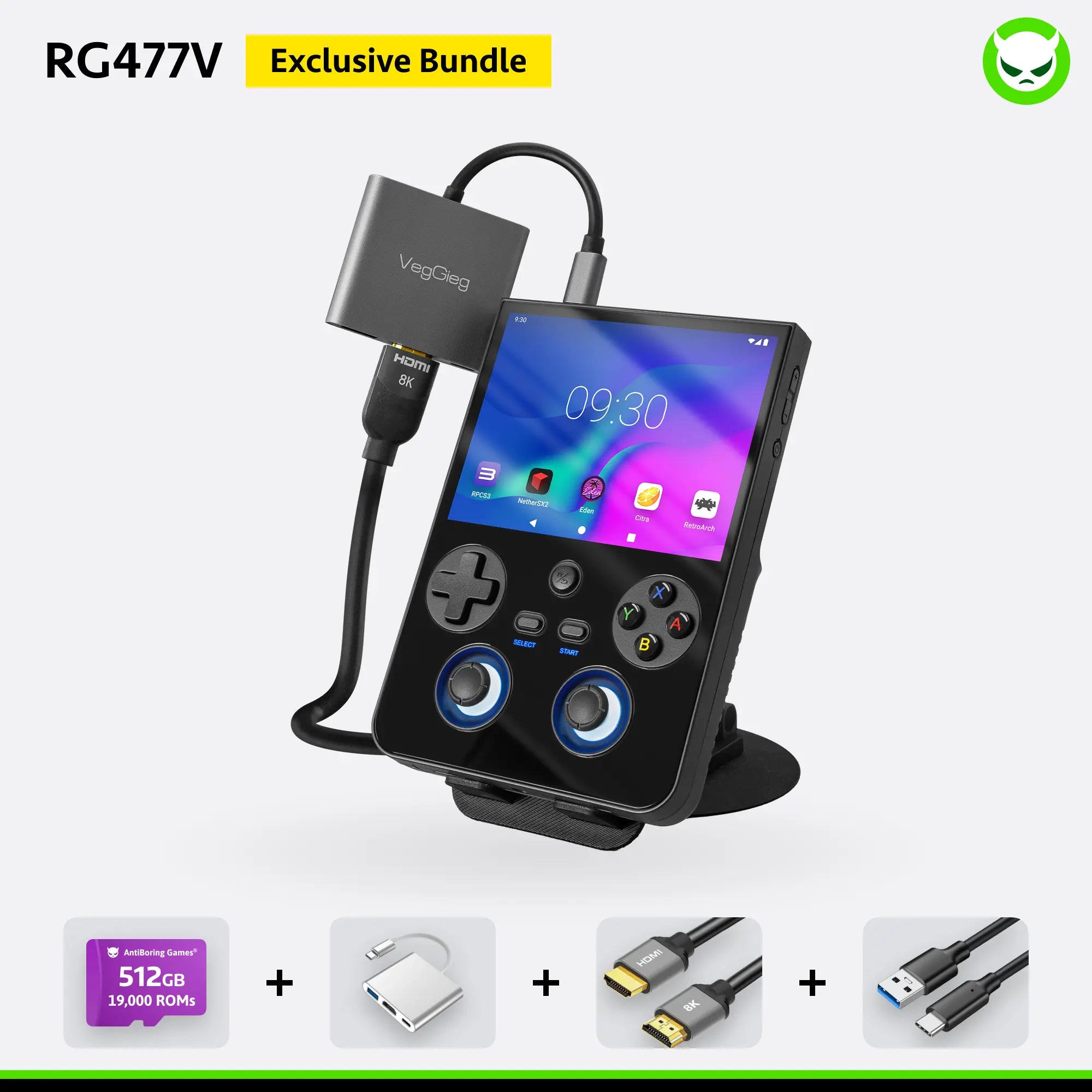 Get the Anbernic RG477V and score a FREE HDMI cable (8K), multi-port adapter, Type-C cable, and ROMs card! Experience stunning visuals with a 4.7" LTPS display and powerful Dimensity 8300 processor. Ready to play with Bluetooth and a 5500mAh battery!