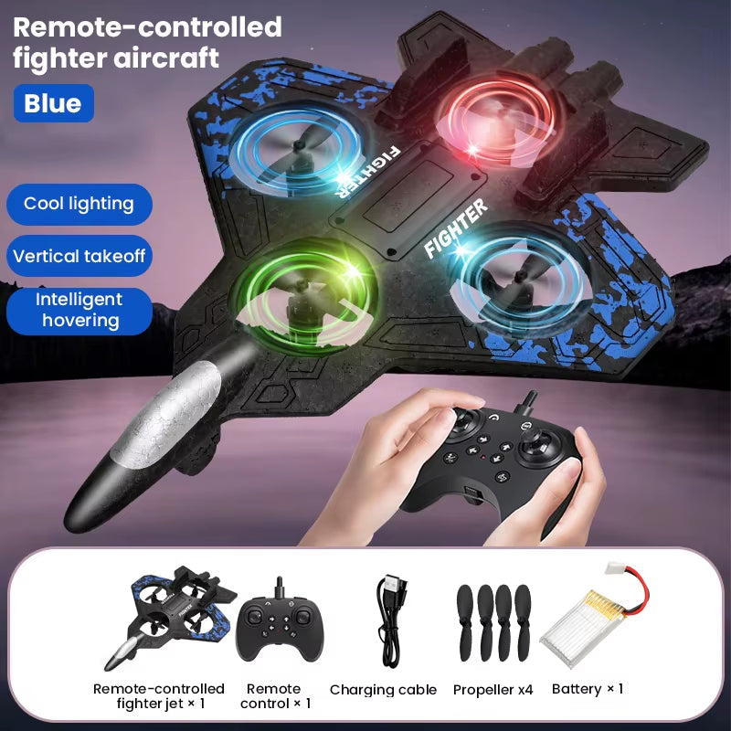 Rc Glider Flying Toy with Light Jet Airplane 2.4G EPP Stunt Remote Control Foam Fighter Plane Toys for Boys Kids Birthday Gifts